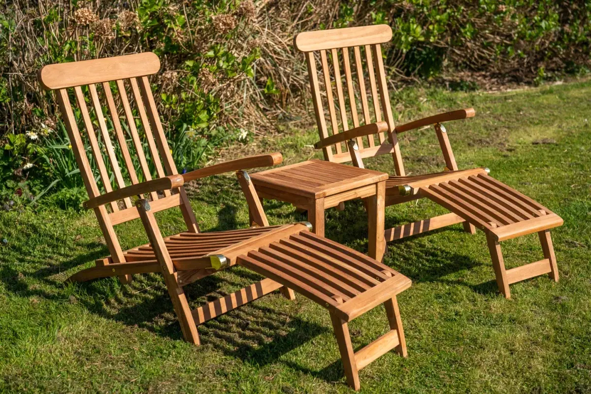 Teak Garden Sun Lounger Couples Set-0
