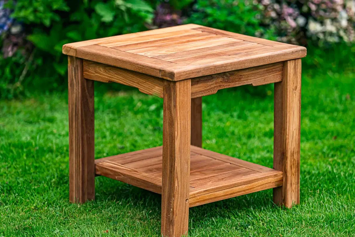 Teak Square 45cm Coffee Table with Shelf-2748