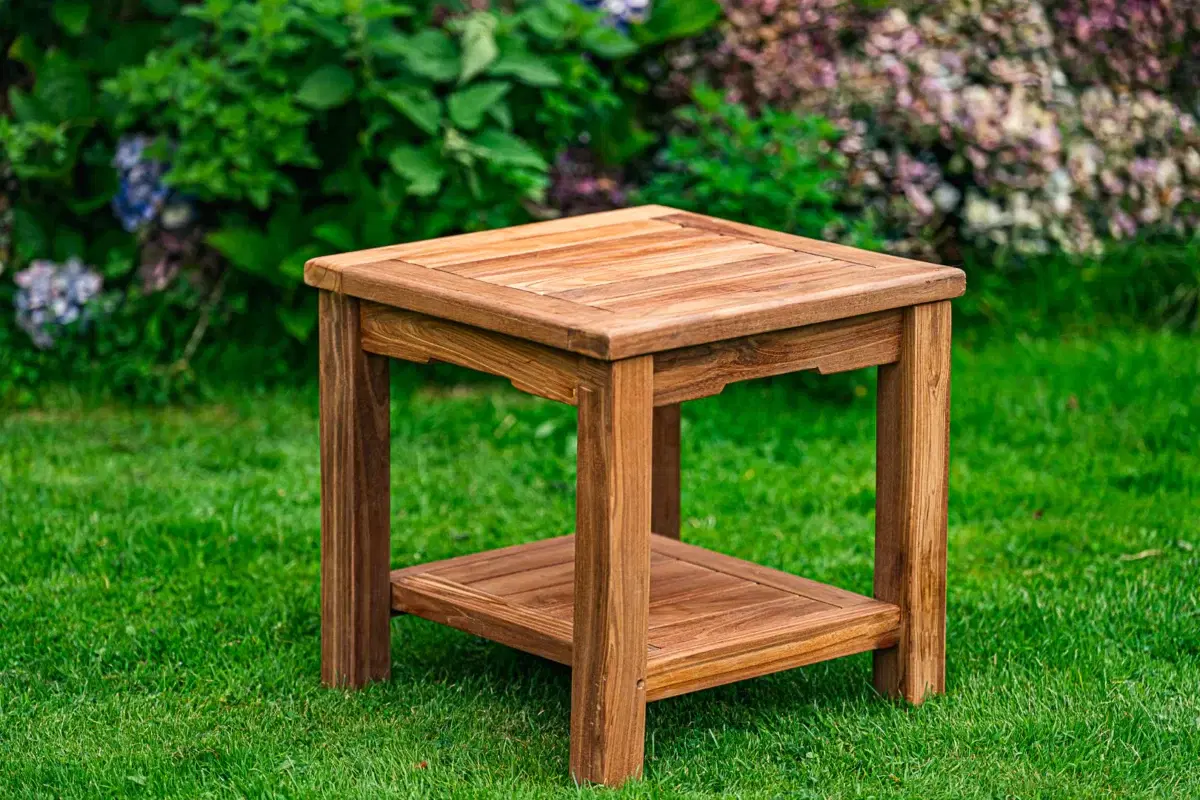 Teak Square 45cm Coffee Table with Shelf-2747