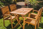 Solid Teak 1.2m Rectangular Folding Table and 4 Charlotte Stacking Chairs Patio Set-2199 Solid Teak 1.2m Rectangular Folding Table and 4 Charlotte Stacking Chairs Patio Set-2199