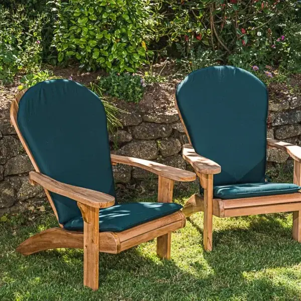Solid Teak Double Adirondack Couples Set With Cushions-2153