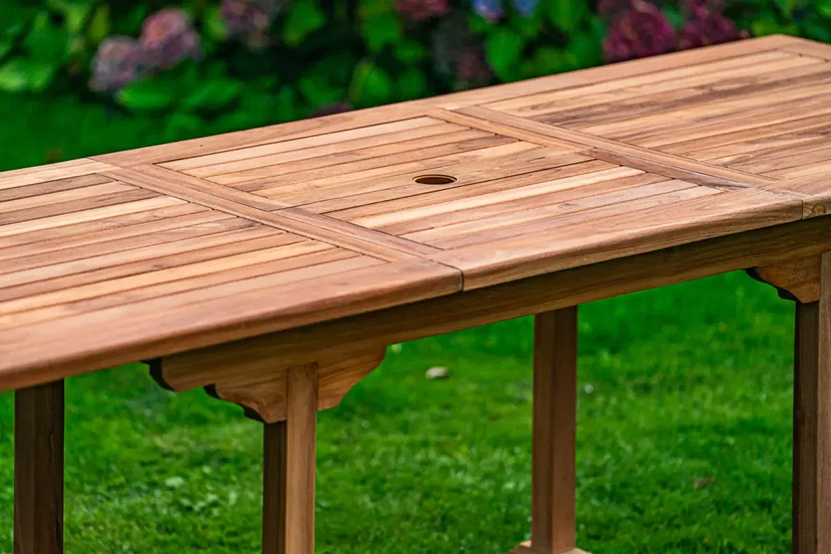 Rectangular Extending 1.5m - 2.1m Solid Teak Patio Set with 8 Folding Chairs Combo-2885