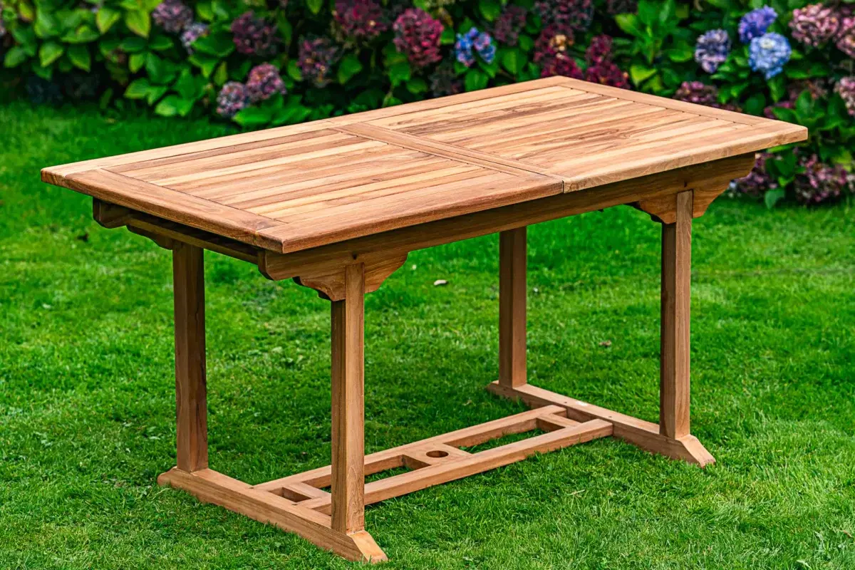 Solid Teak Rectangular Extending 1.5m - 2.1m Table and 8 Folding Armchairs Patio Set-2888