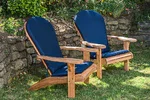 Solid Teak Double Adirondack Couples Set With Cushions-2156