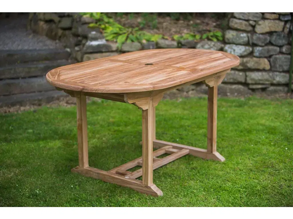 1.6m Solid Teak Oval Pedestal Table and 2 Backless Bench 6 Seater Patio Set 5 1.6m Solid Teak Oval Pedestal Table and 2 Backless Bench 6 Seater Patio Set-2267