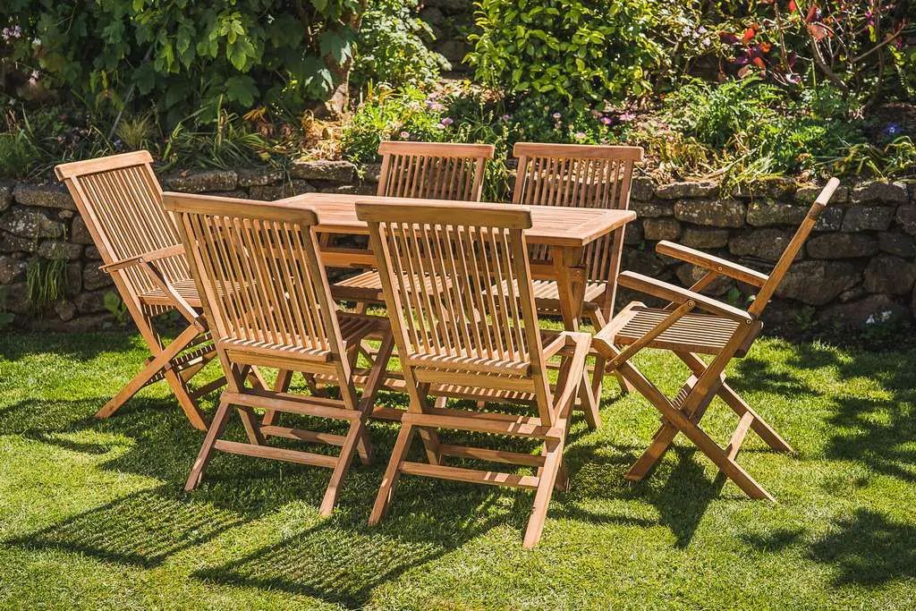 1.2m Solid Teak Rectangular Folding Table and 6 Folding Chair Combo Set 4 rect combo c 843