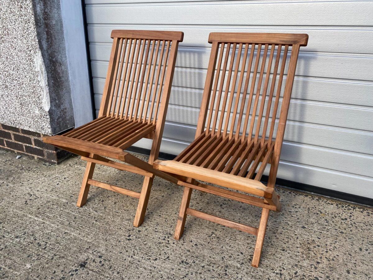 Teak Folding Chairs (Pair) - Clearance-3494