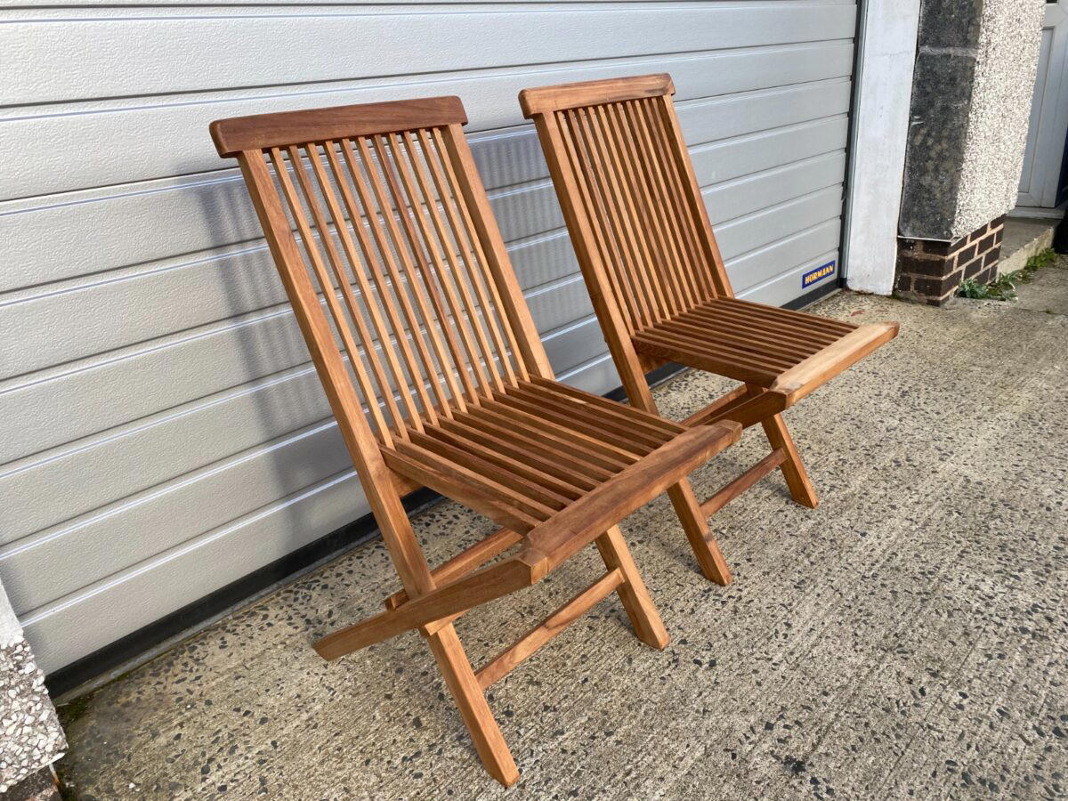 Teak Folding Chairs (Pair) - Clearance-3495