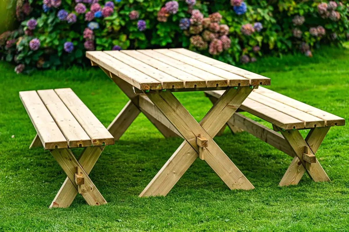 Solid Wood Retro Picnic Table Set-2615
