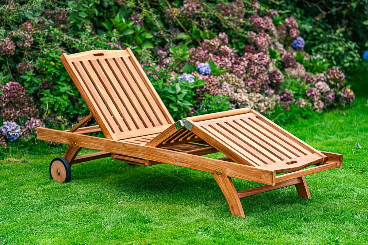 Solid Teak Sennen Sun Lounger-2585