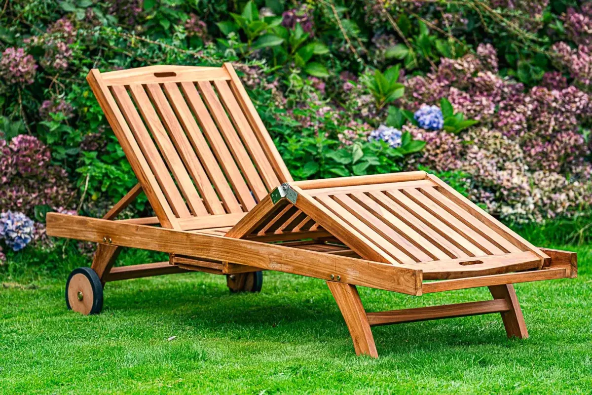 Solid Teak Sennen Sun Lounger-2586