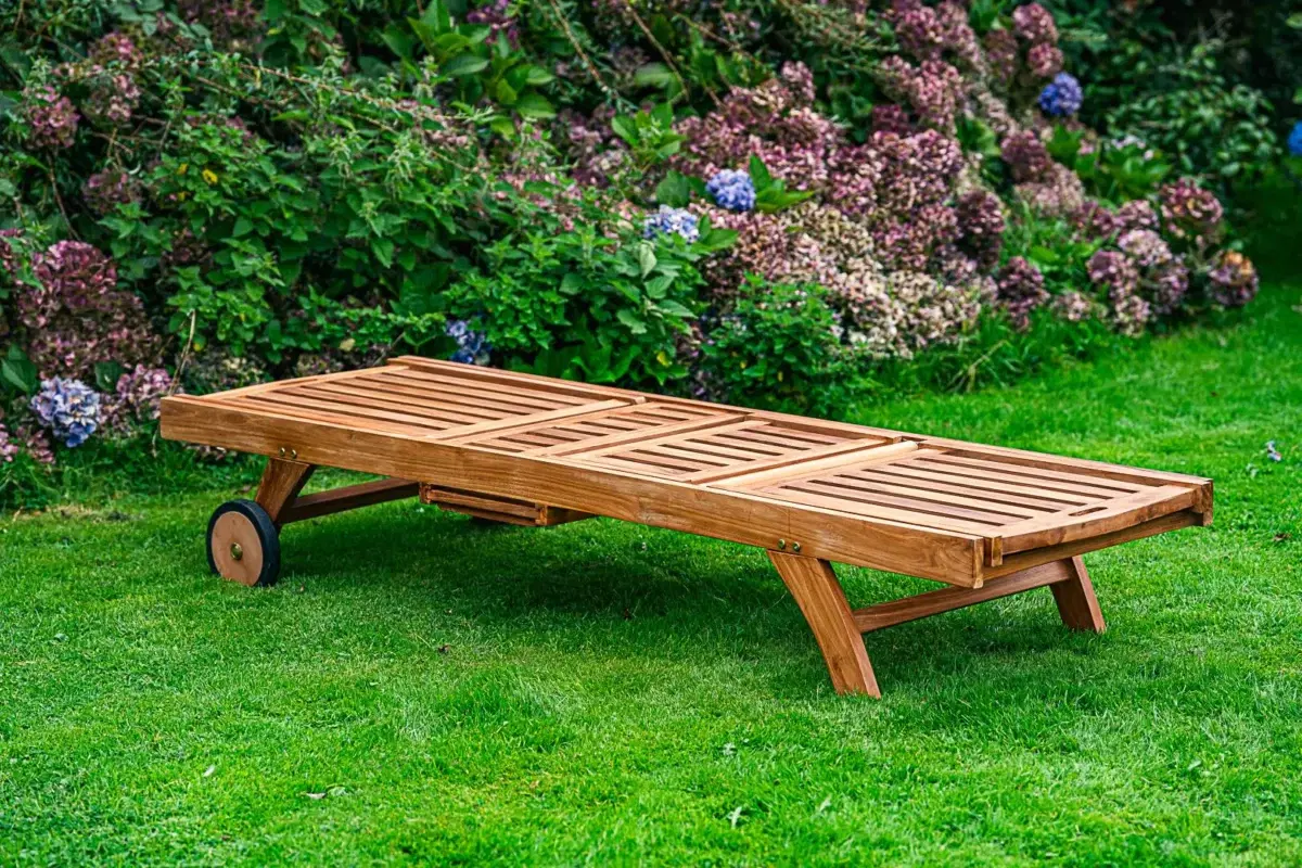 Solid Teak Sennen Sun Lounger-2576