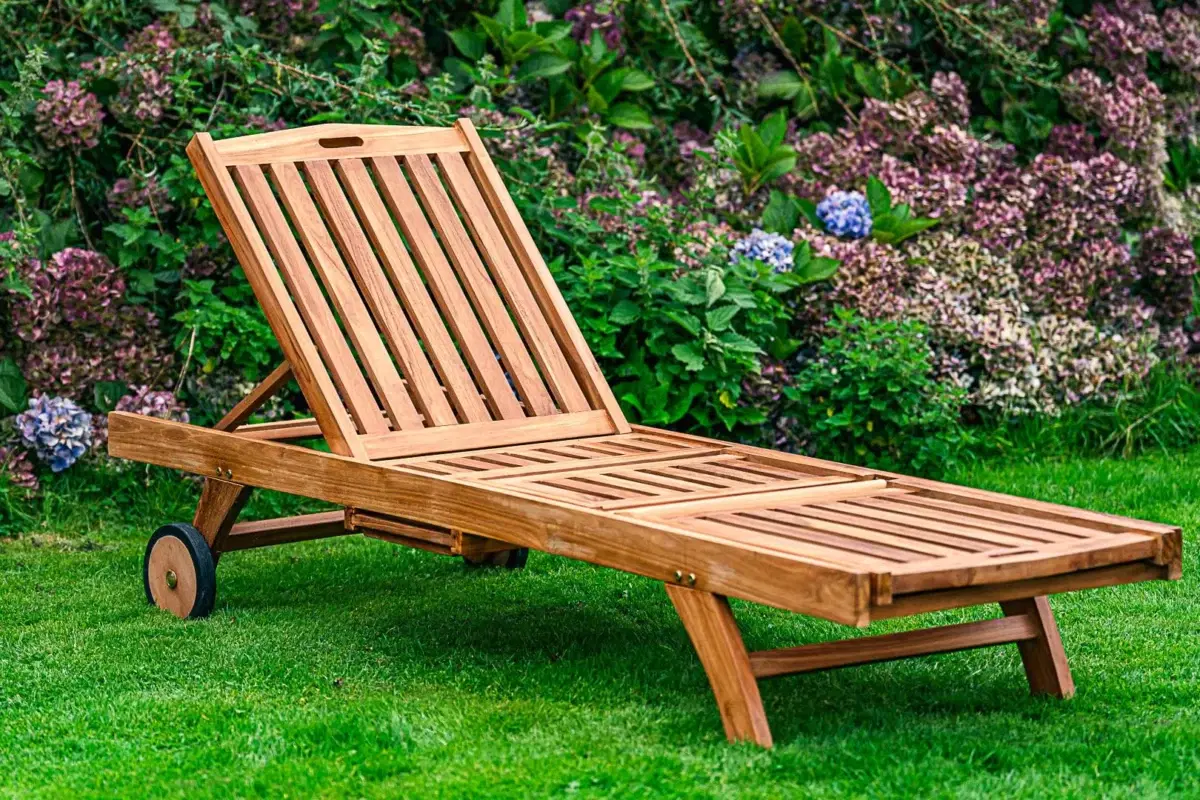 Solid Teak Sennen Sun Lounger-0