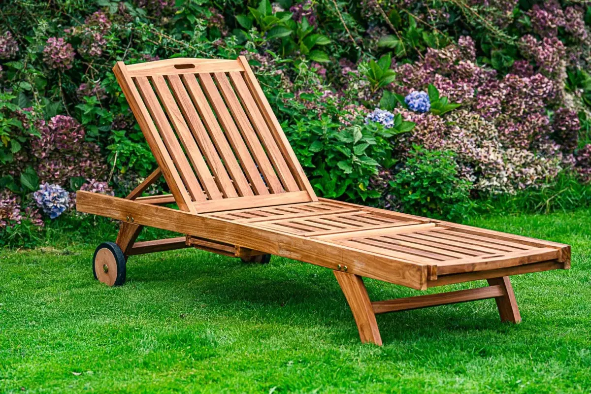 Solid Teak Sennen Sun Lounger-2581
