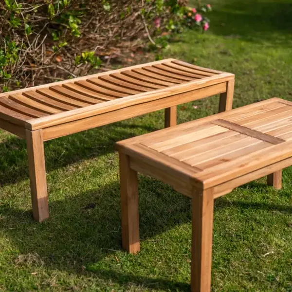 Solid Teak Backless bench and Coffee Table Set-3024