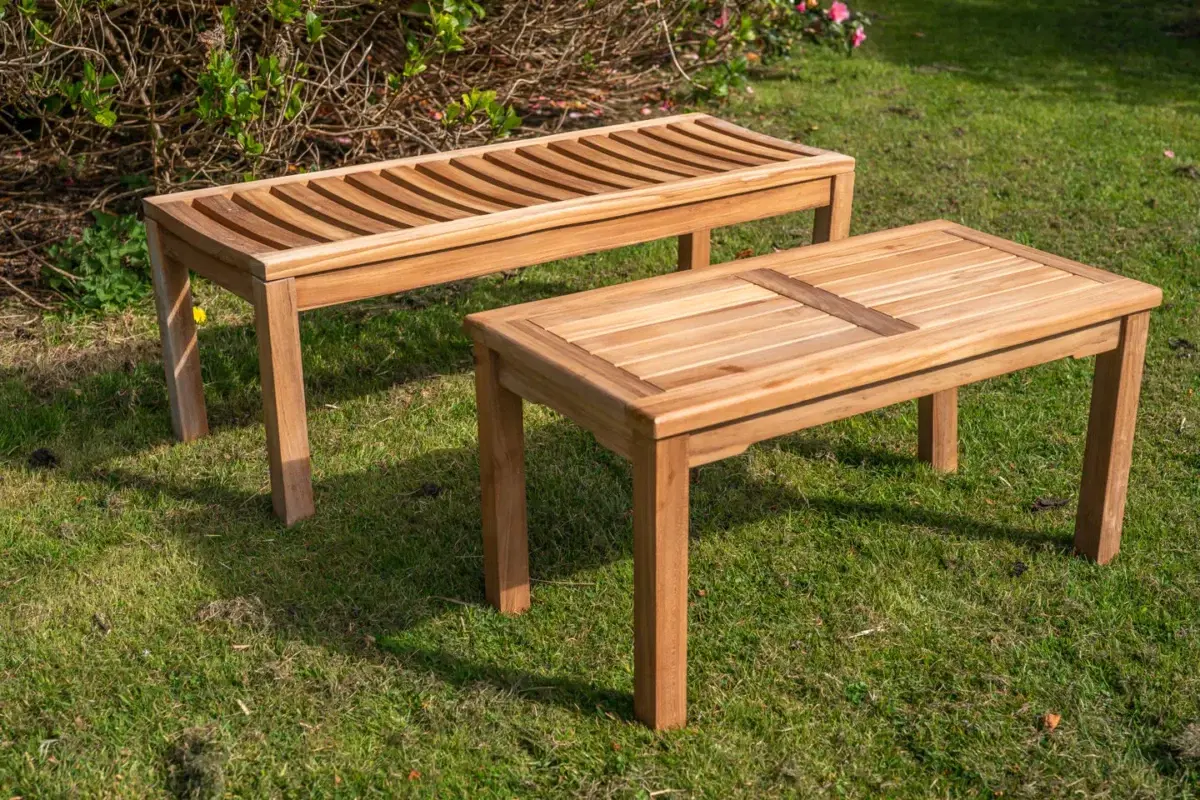 Solid Teak Backless bench and Coffee Table Set-3025
