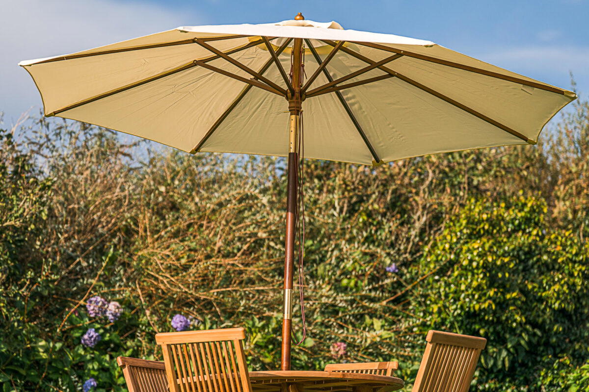 Cream 3m Round Tilting Garden Parasol-3426