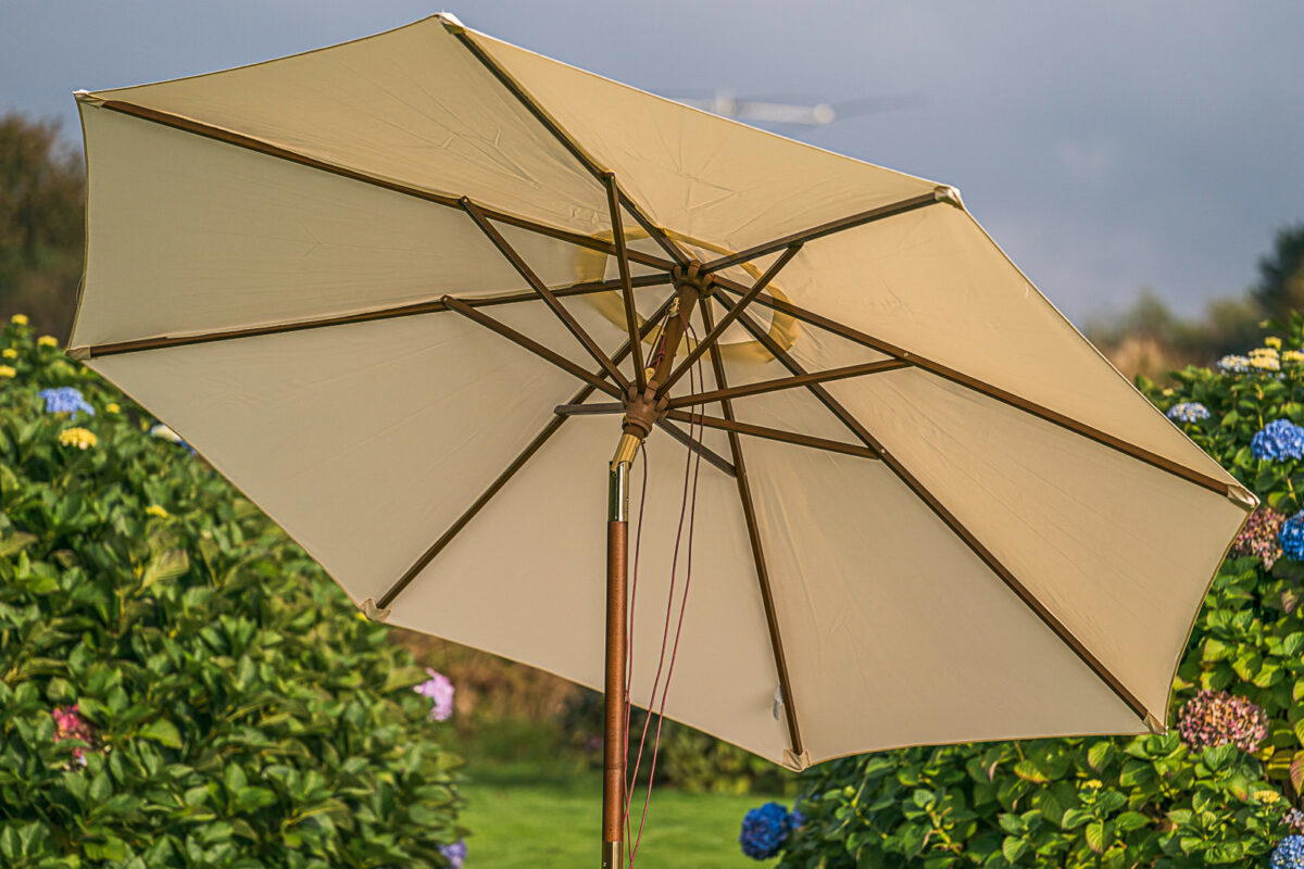 Cream 3m Round Tilting Garden Parasol-3432