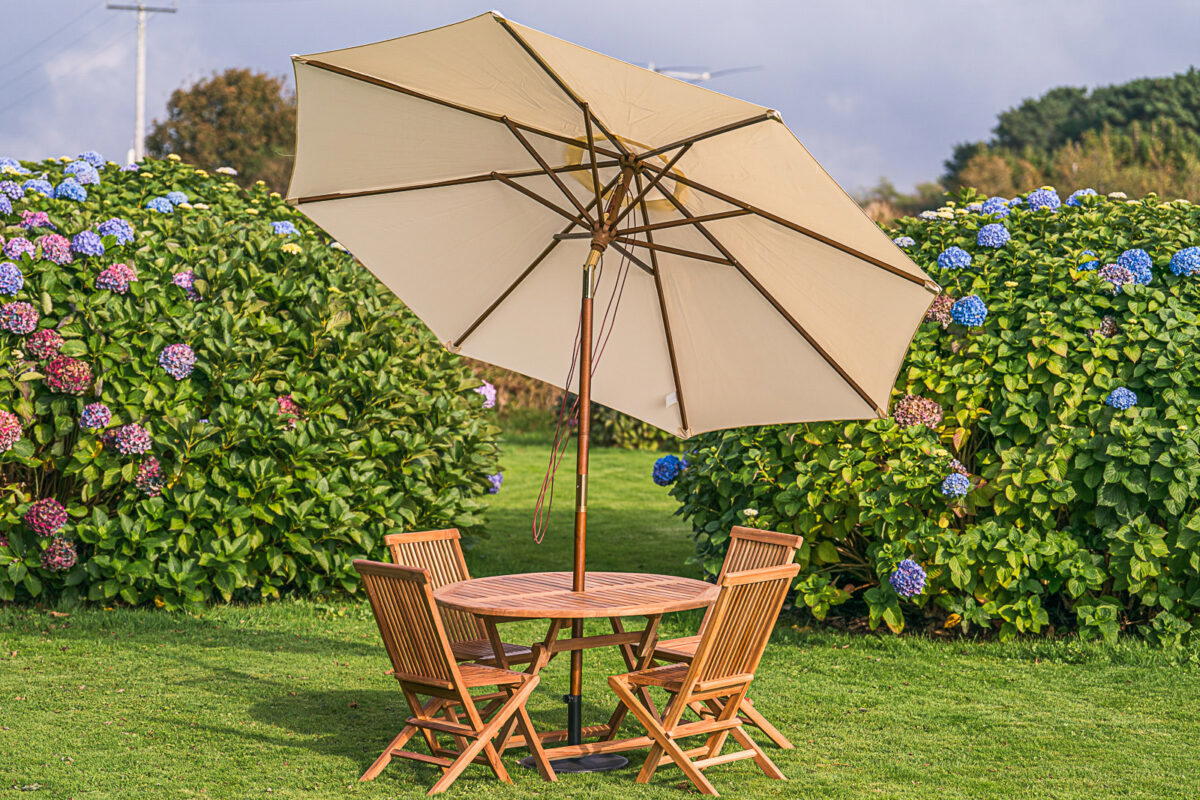 Cream 3m Round Tilting Garden Parasol-3434