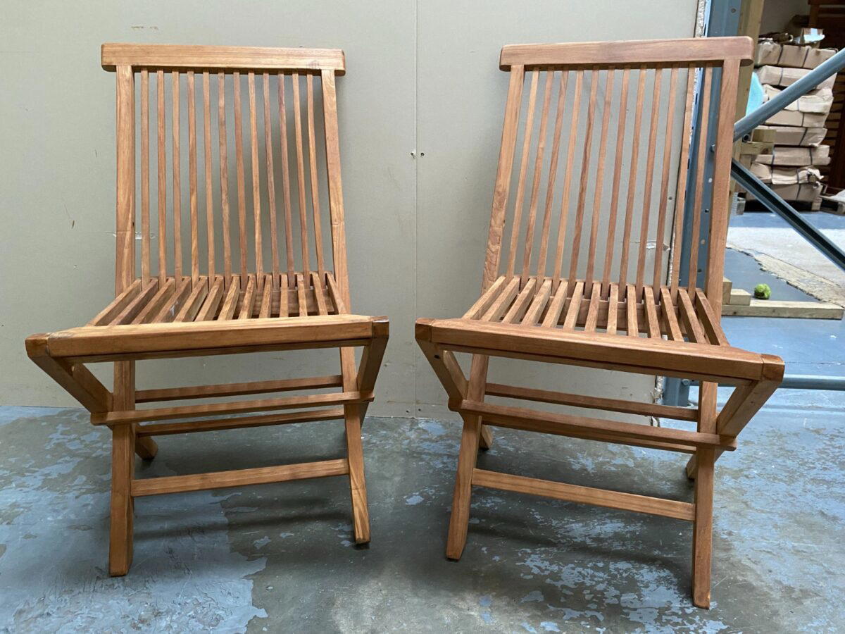 Folding Chairs Solid Teak (Pair) - Clearance-3521