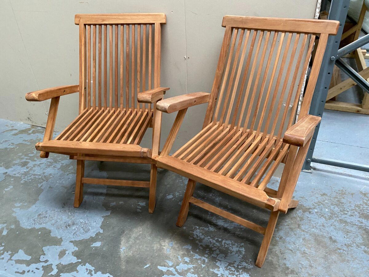 Clearance Folding Teak Armchairs - Pair-3539