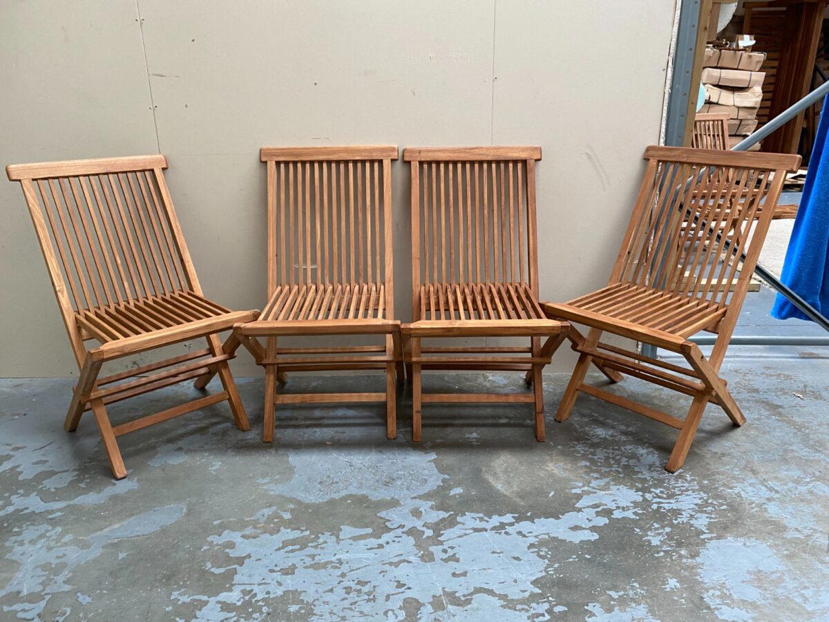 Folding Solid Teak Chairs (Set of 4) - Clearance-0