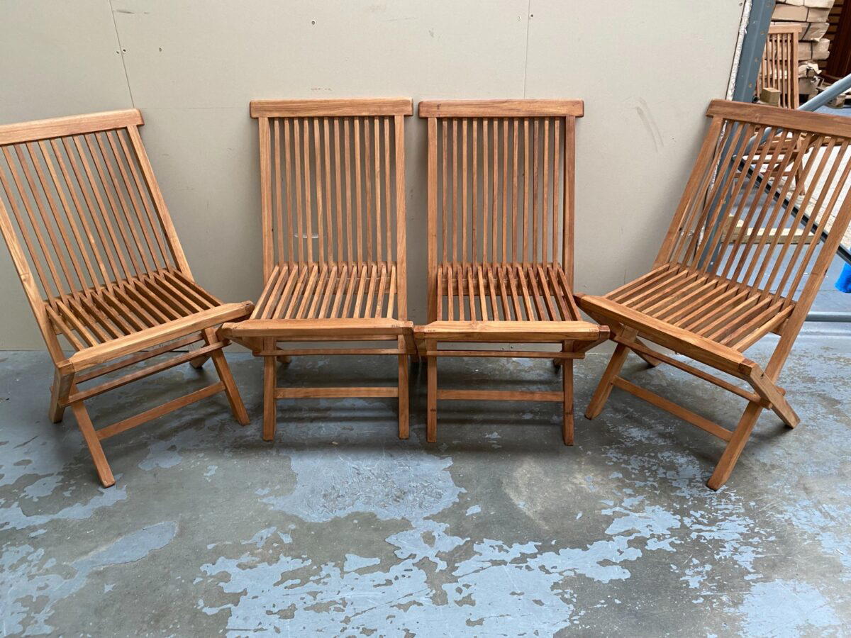Folding Solid Teak Chairs (Set of 4) - Clearance-3544