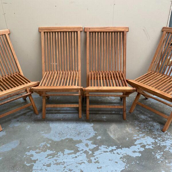 Commercial Garden Benches 3 Folding Solid Teak Chairs (Set of 4) - Clearance-3544