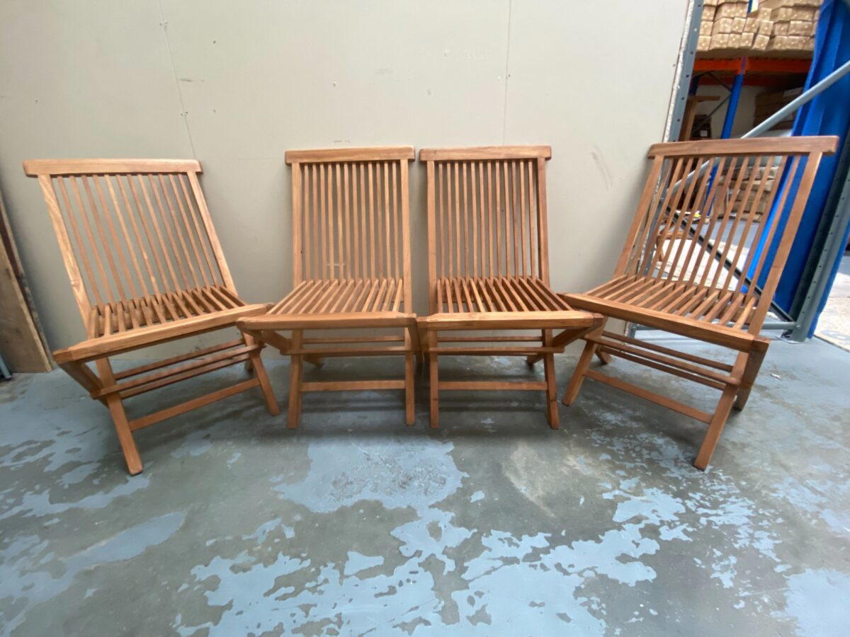 Folding Solid Teak Chairs (Set of 4) - Clearance-3547