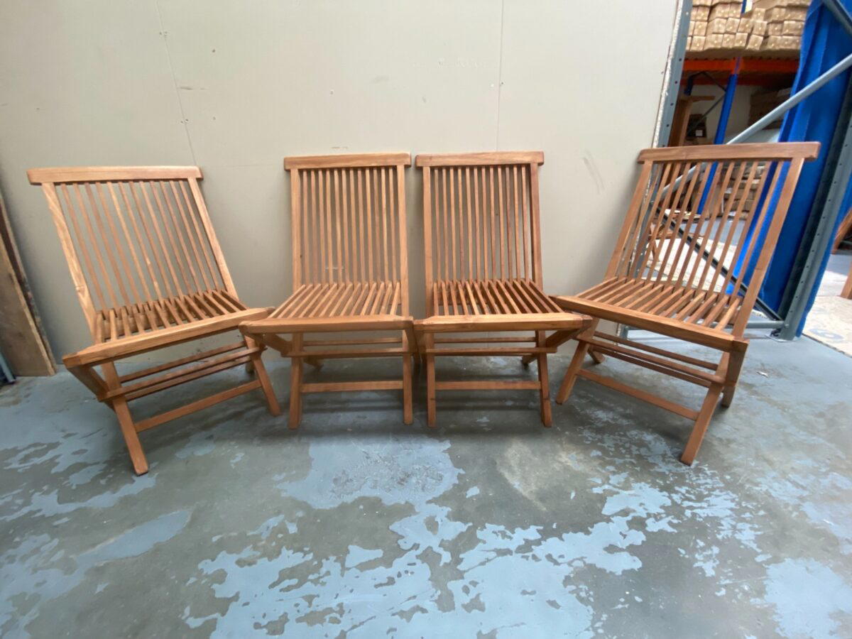Folding Solid Teak Chairs (Set of 4) - Clearance-3548