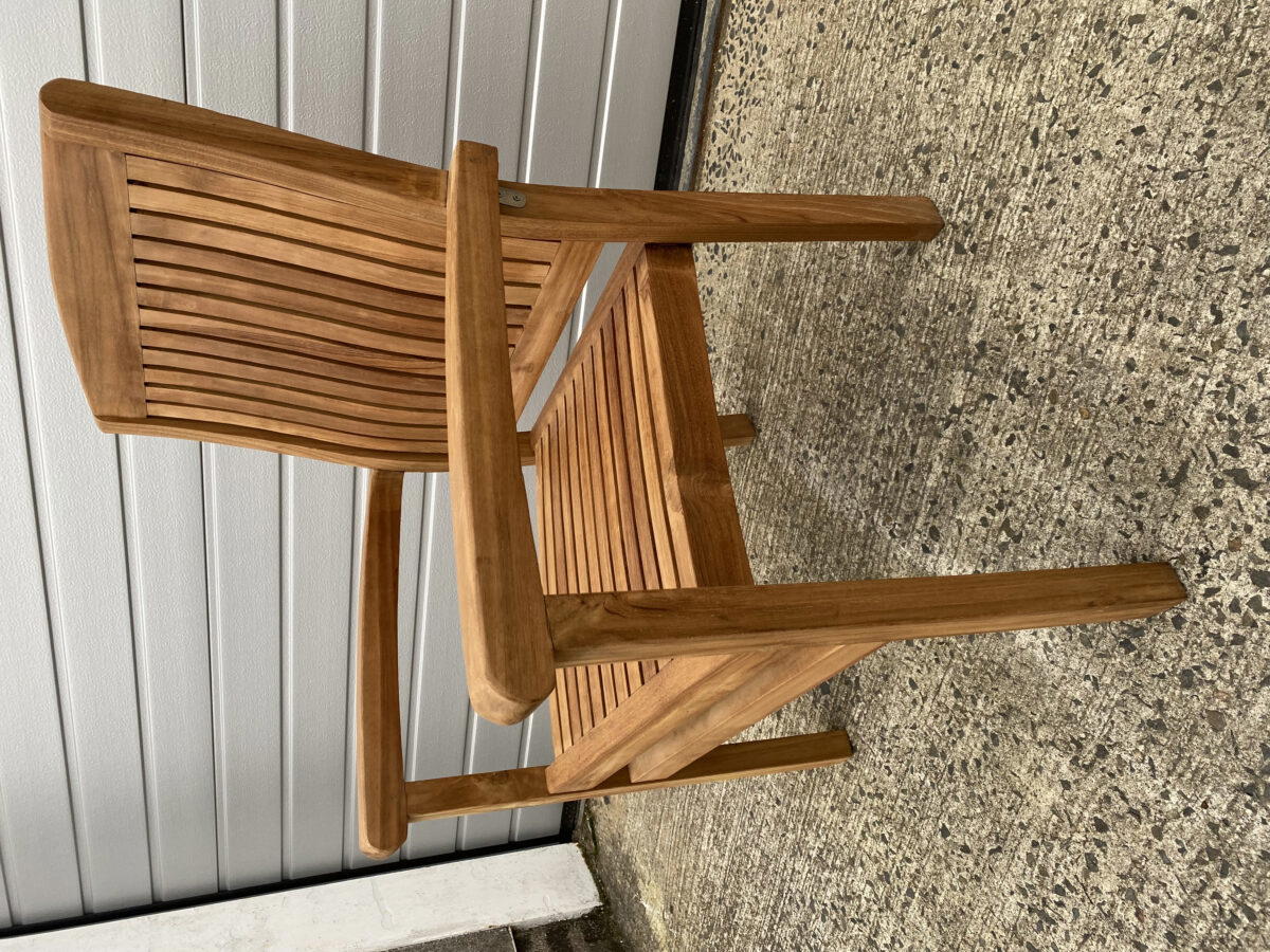 Pair of Charlotte Solid Teak Stacking Chairs - Clearance-3588