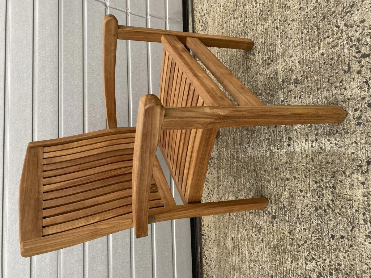 Pair of Charlotte Solid Teak Stacking Chairs - Clearance-3587