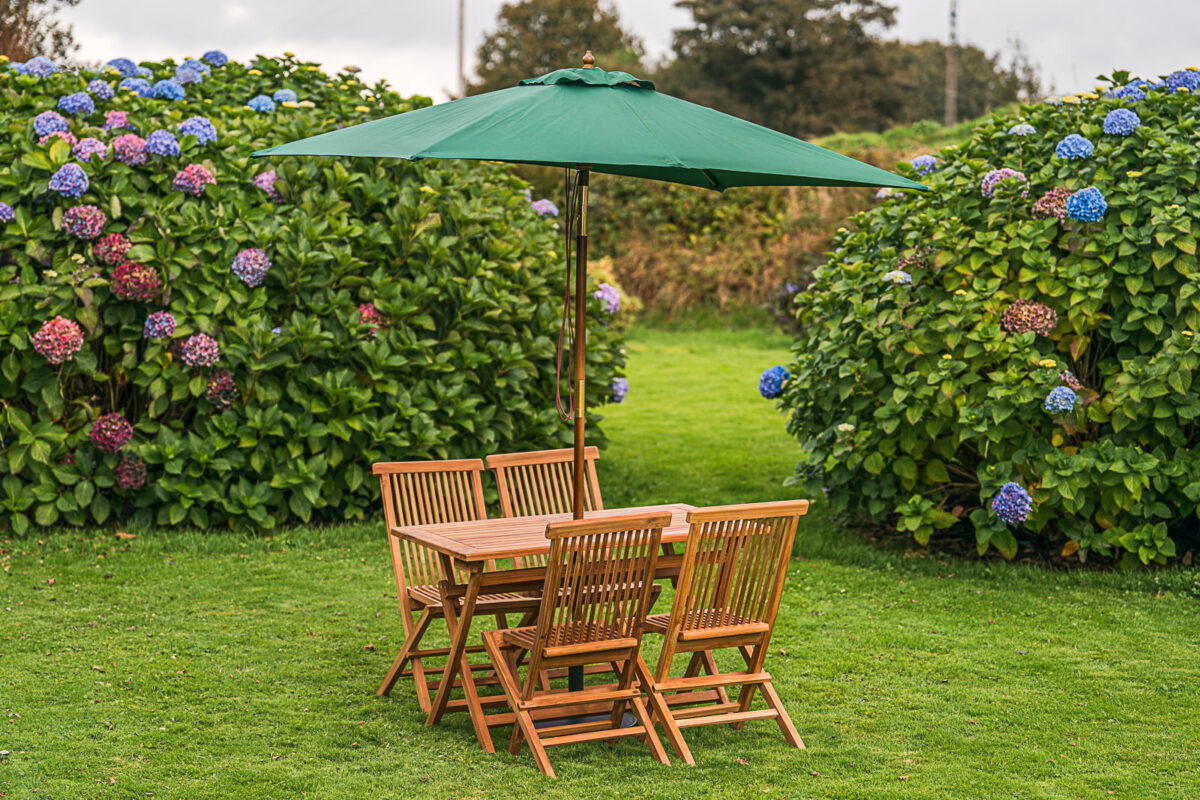 Tilting Rectangular 2m x 1.5m Wooden Garden Parasol - Green-3343