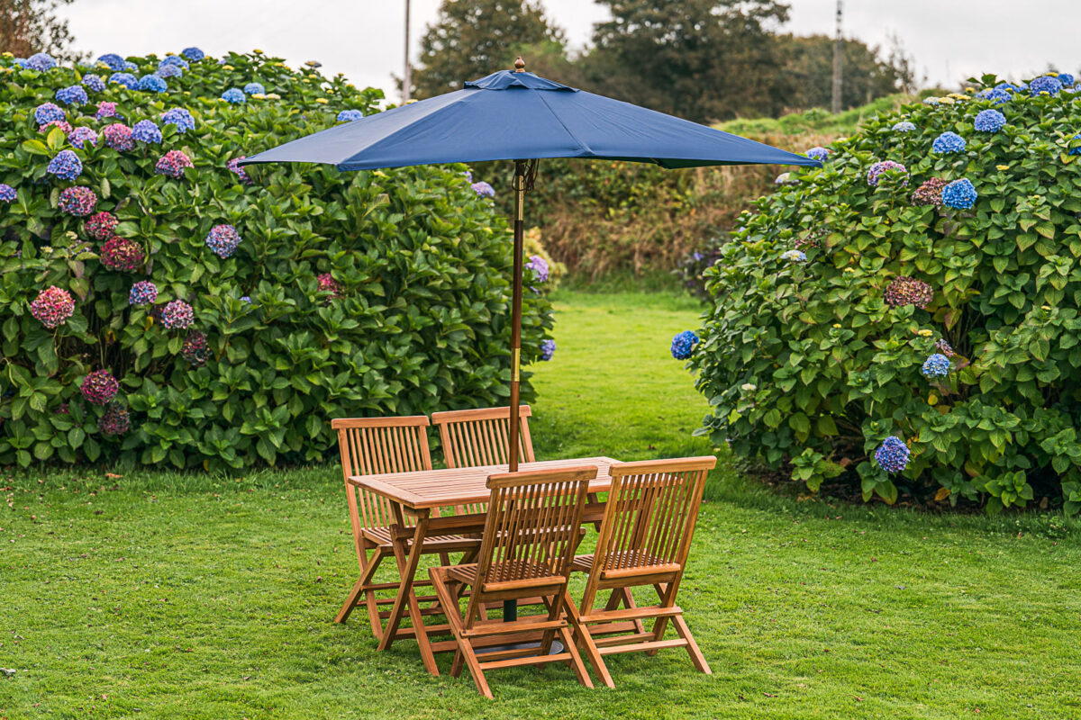 Tilting Rectangular Wooden Garden Parasol 2m x 1.5m - Navy-3310